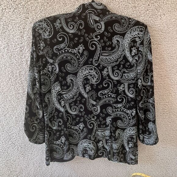 ALEX EVENINGS Women's Sparkly/Metallic Black and Light Blue Jacket USA made L - Picture 2 of 10